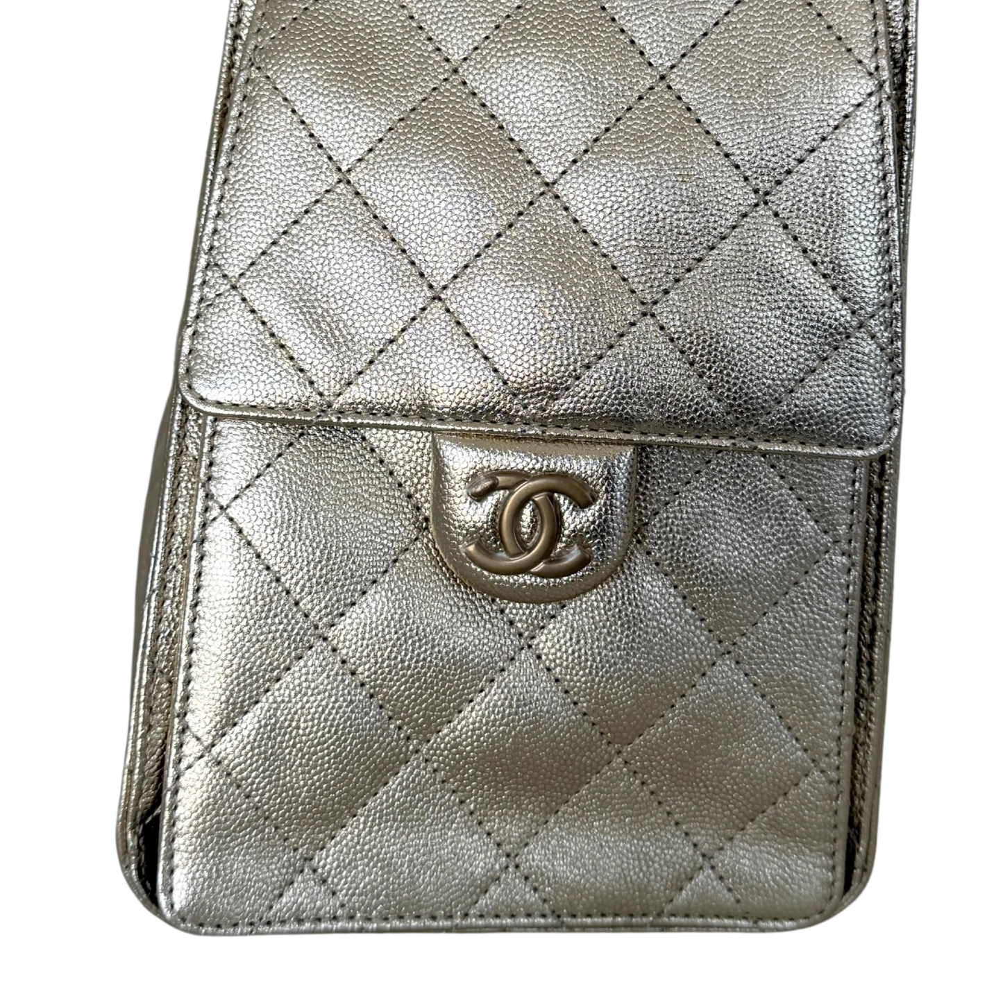 Chanel 25 Small Metallic Champagner Gold Fullset / neuwertig Chanel