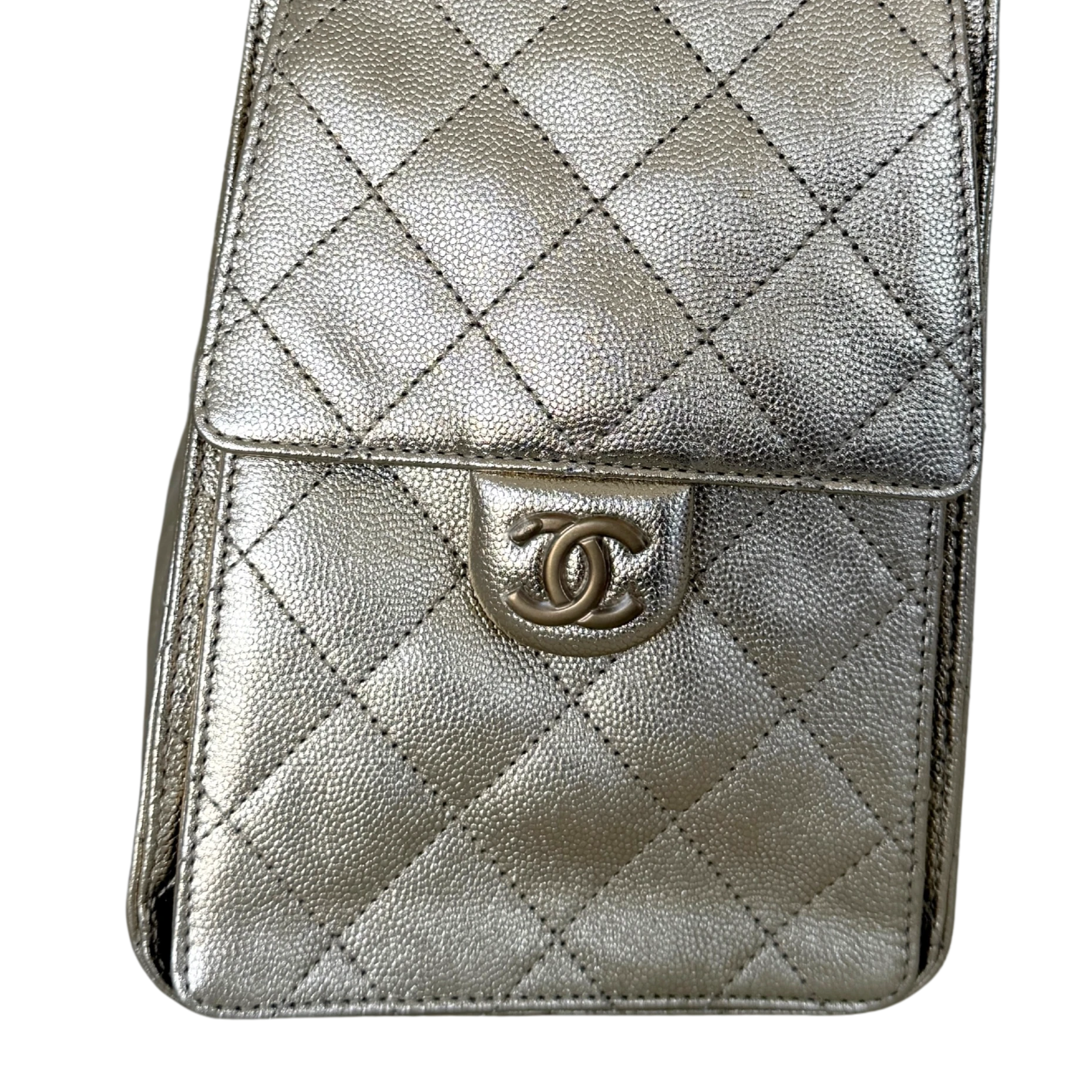 Chanel 25 Small Metallic Champagner Gold Fullset / neuwertig Chanel