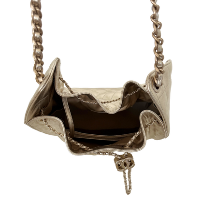 Chanel 25 Small Metallic Champagner Gold Fullset / neuwertig Chanel