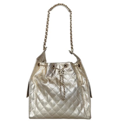 Chanel 25 Small Metallic Champagner Gold Fullset / neuwertig Chanel