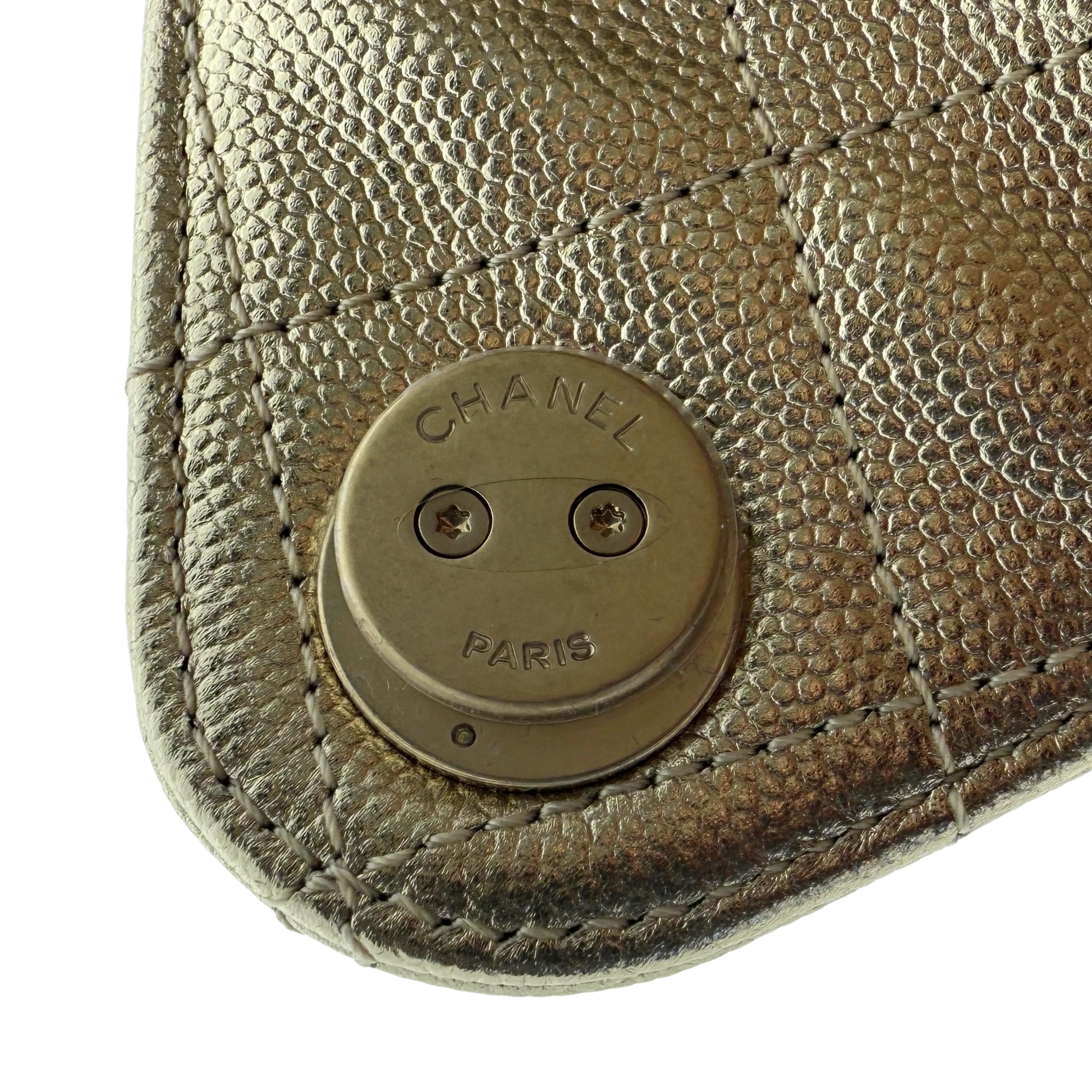 Chanel 25 Small Metallic Champagner Gold Fullset / neuwertig Chanel