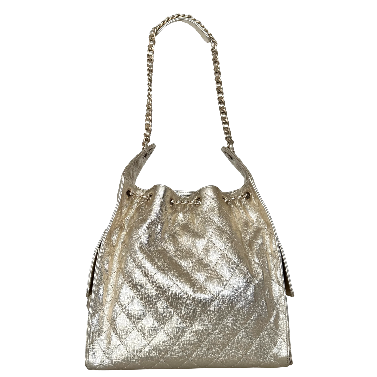 Chanel 25 Small Metallic Champagner Gold Fullset / neuwertig Chanel