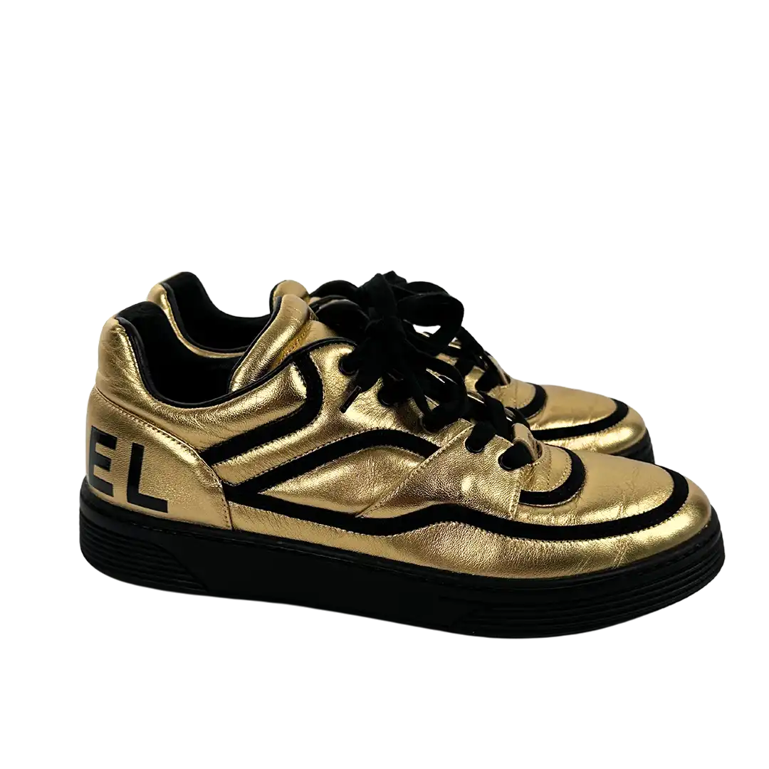 Chanel Low Trainer Sneaker Gold 39,5 EU / ungetragen Chanel