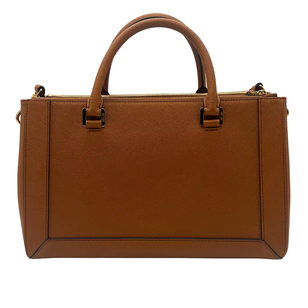 MCM Saffiano Leder Handtasche Cognac braun / ungetragen MCM