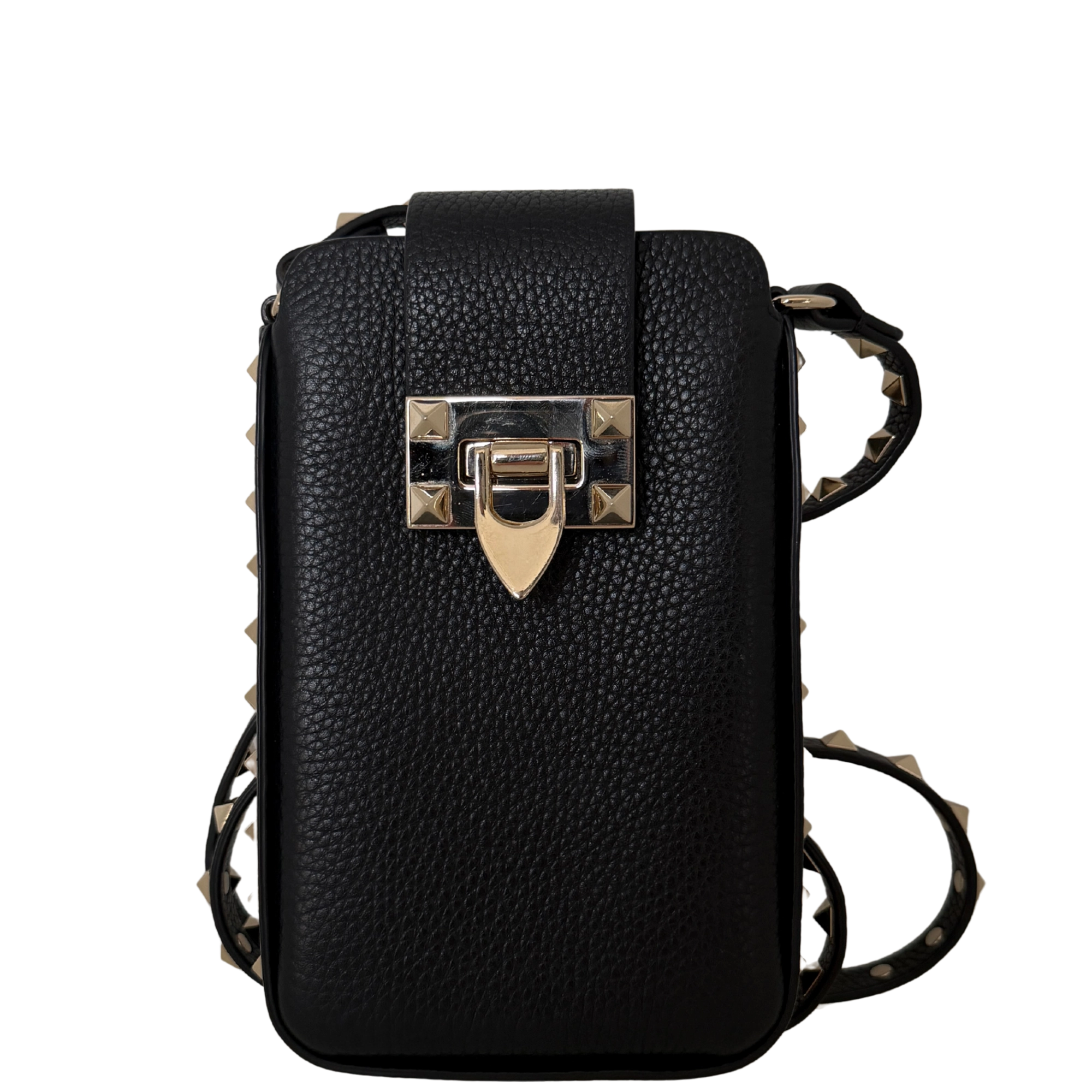 Valentino Garavani Rockstud Phone Case Leder schwarz / sehr gut Valentino