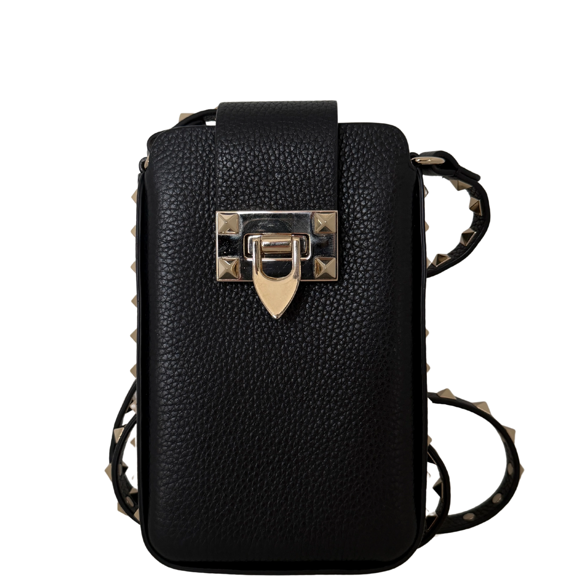 Valentino Garavani Rockstud Phone Case Leder schwarz / sehr gut Valentino