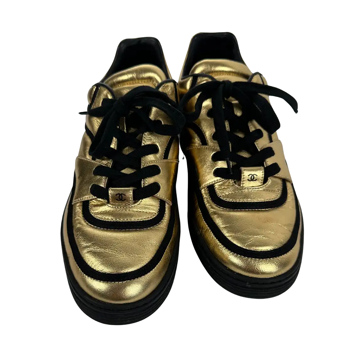 Chanel Low Trainer Sneaker Gold 39,5 EU / ungetragen Chanel