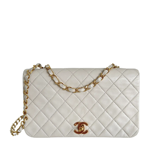 Chanel Timeless Single Flap Small weiß Lammleder / gut Produkt