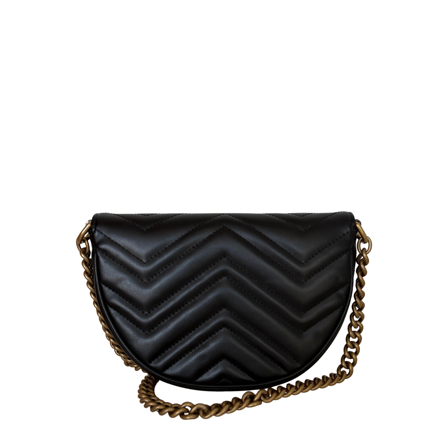 Gucci GG Marmont Half Moon Flap Leder schwarz / neuwertig Gucci