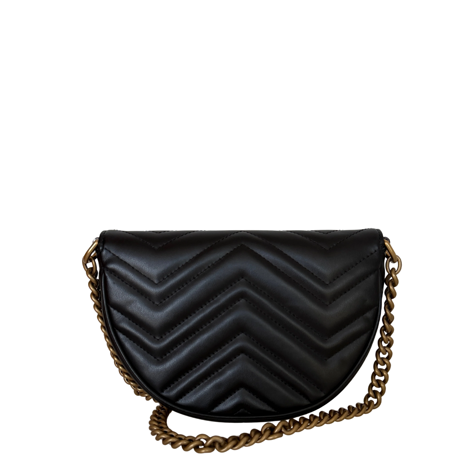 Gucci GG Marmont Half Moon Flap Leder schwarz / neuwertig Gucci