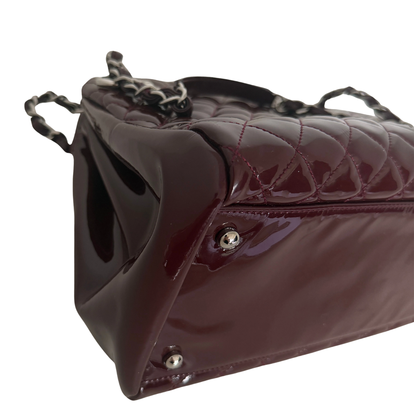 Chanel Mademoiselle Medium Schultertasche Lackleder Bordeaux / sehr gut Chanel