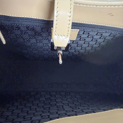 Gucci Jackie Schultertasche Lackleder beige / sehr gut Gucci