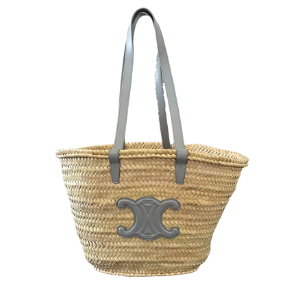 Celine Triomphe Korbtasche Medium blau aus Palmblättern und Kalbsleder / ungetragen CELINE