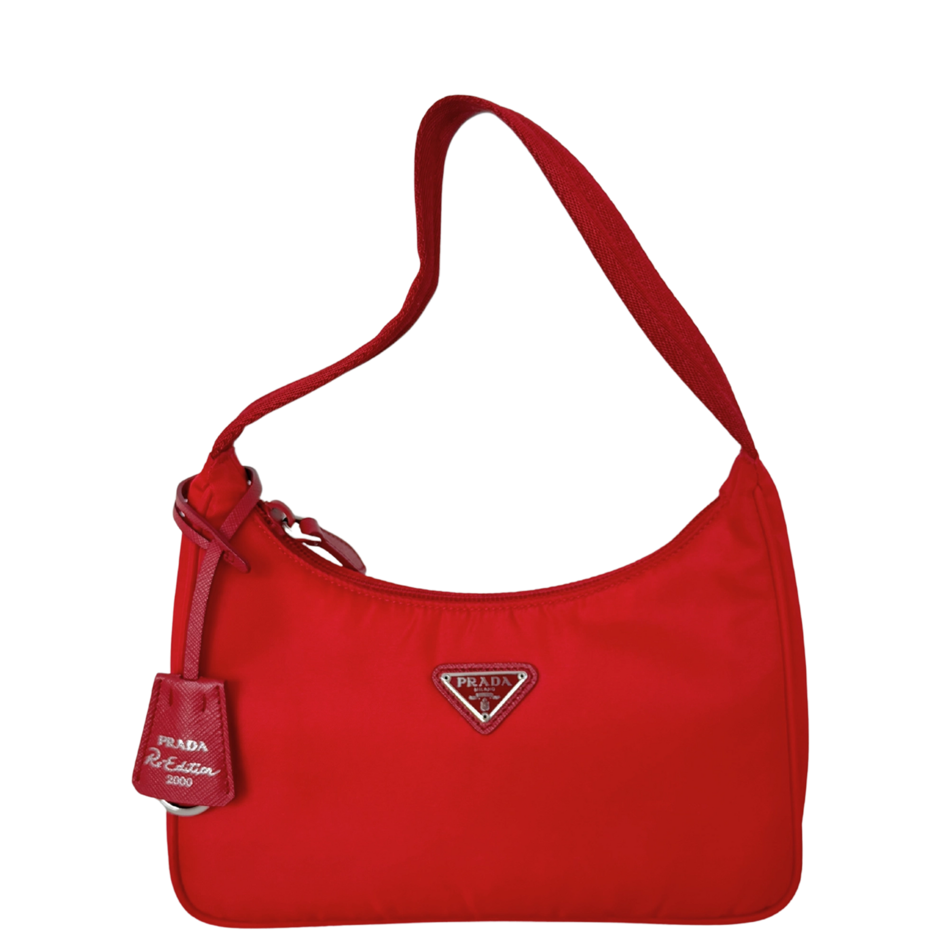 Prada Re-Edition 2000 Mini Bag rot Fullset / sehr gut Prada