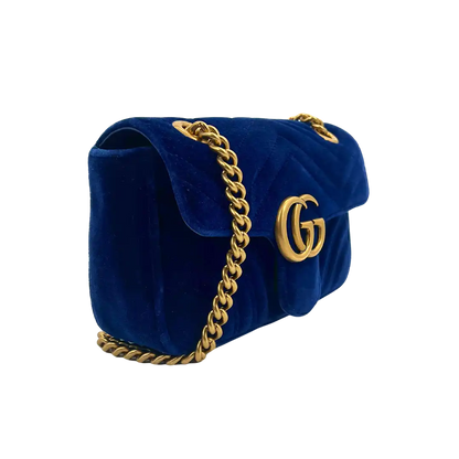 Gucci GG Marmont Mini cobalt blue Samttasche / sehr gut Gucci
