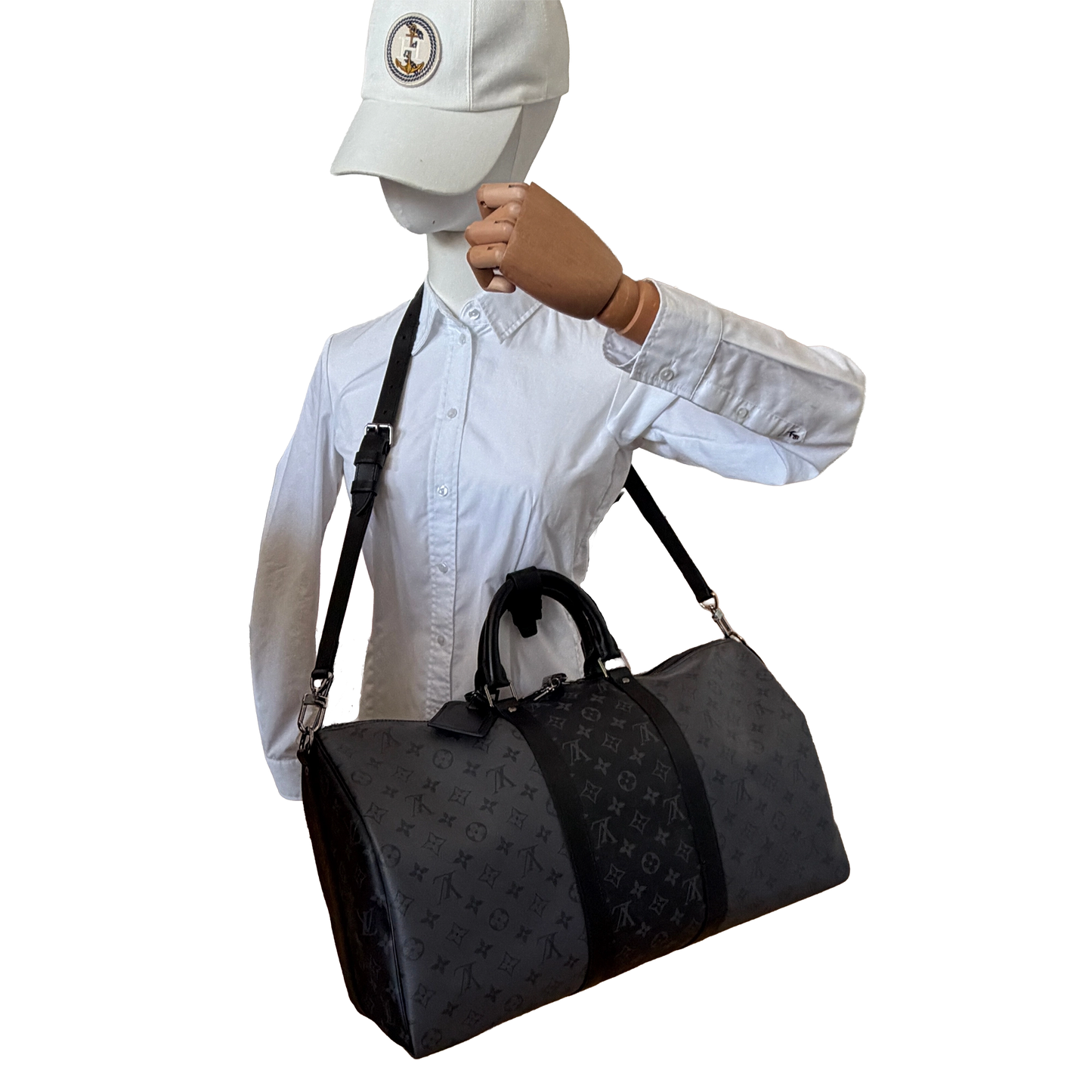 Louis Vuitton Keepall 50 Bandouliere Monogram Eclipse Reverse 50 grau / ungetragen Louis Vuitton