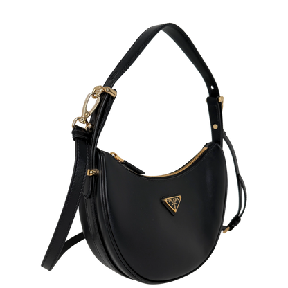 Prada kleine Arqué Schultertasche Leder schwarz Fullset / sehr gut Prada