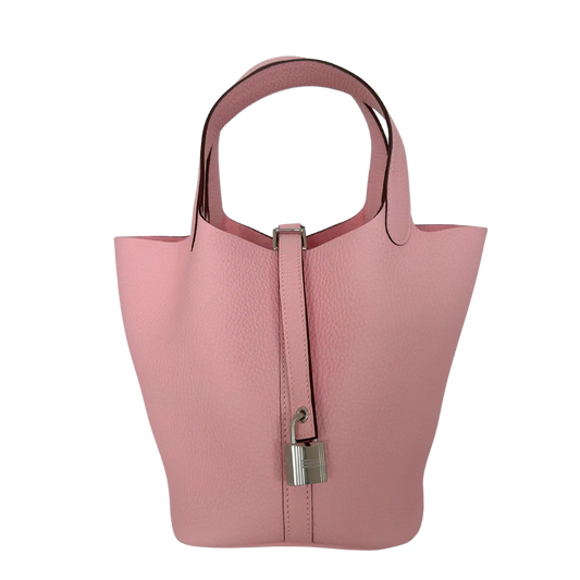 Hermès Picotin 18 Taurillon Clémence Rose Sakura 2025 Fullset / ungetragen Hermès