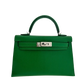 Hermès Mini Kelly II 20 Sellier Chevre Chamkila 1k Bambou Paladium Fullset / ungetragen Hermès