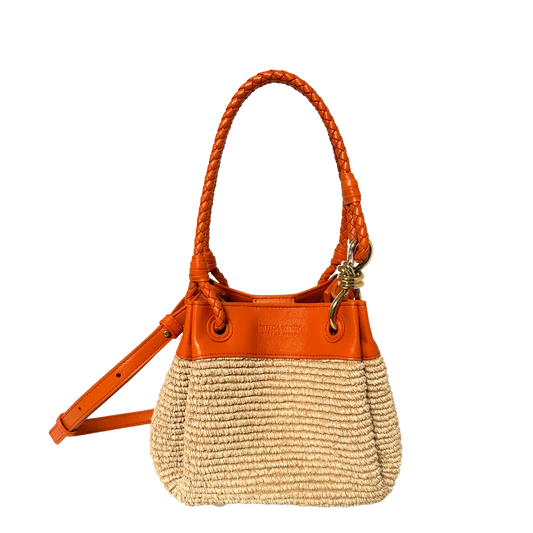 Bottega Veneta kleine Parachute Schultertasche aus Raffiabast 2025 / neuwertig Bottega Veneta