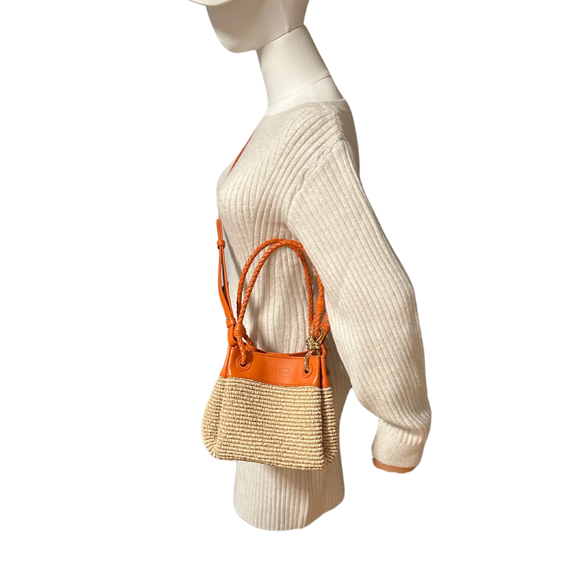 Bottega Veneta kleine Parachute Schultertasche aus Raffiabast 2025 / neuwertig Bottega Veneta