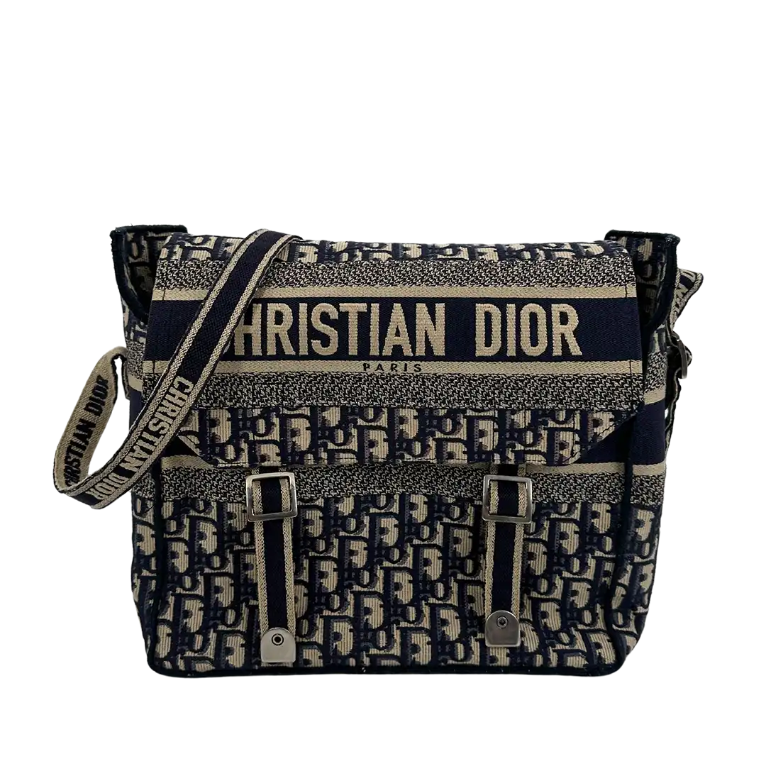 Dior Diorcamp Medium Oblique Jacquard Canvas Messenger Bag blau / sehr gut Dior