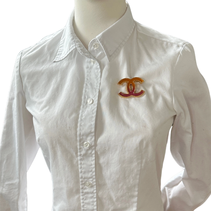 Chanel CC Brosche Gold/Orange/Pink - Limitierte Edition / Neuwertig Chanel