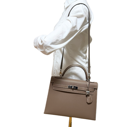 Hemès Kelly Bag 32 Sellier Epsom Leder Etoupe / sehr gut Hermès