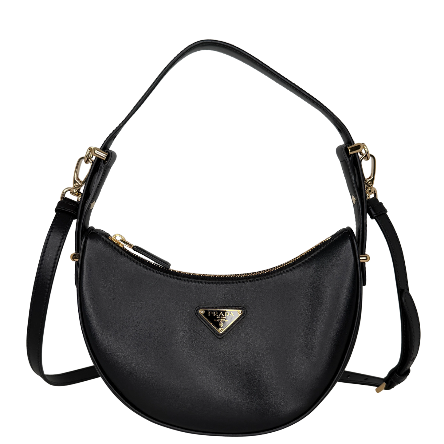 Prada kleine Arqué Schultertasche Leder schwarz Fullset / sehr gut Prada
