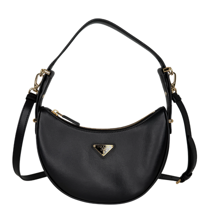 Prada kleine Arqué Schultertasche Leder schwarz Fullset / sehr gut Prada