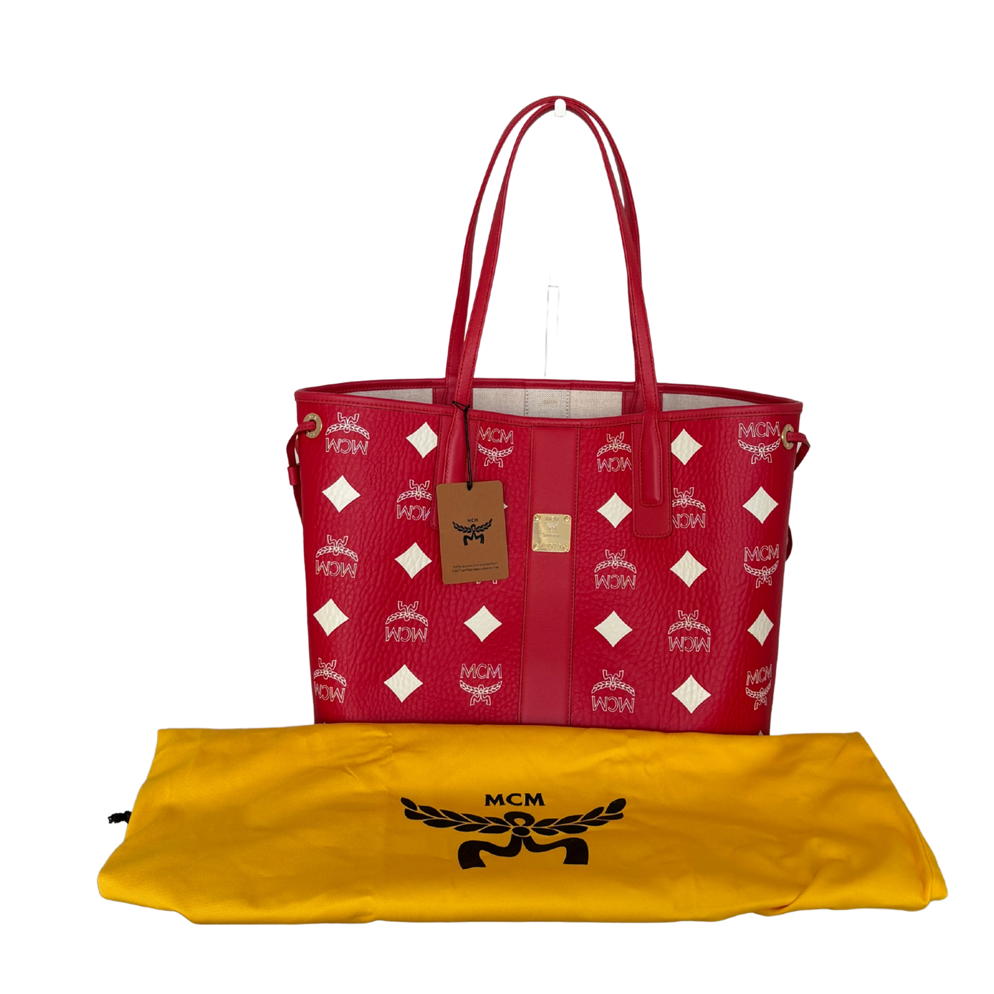 MCM Liz Shopper Visetos Canvas  rot weiss / neuwertig MCM