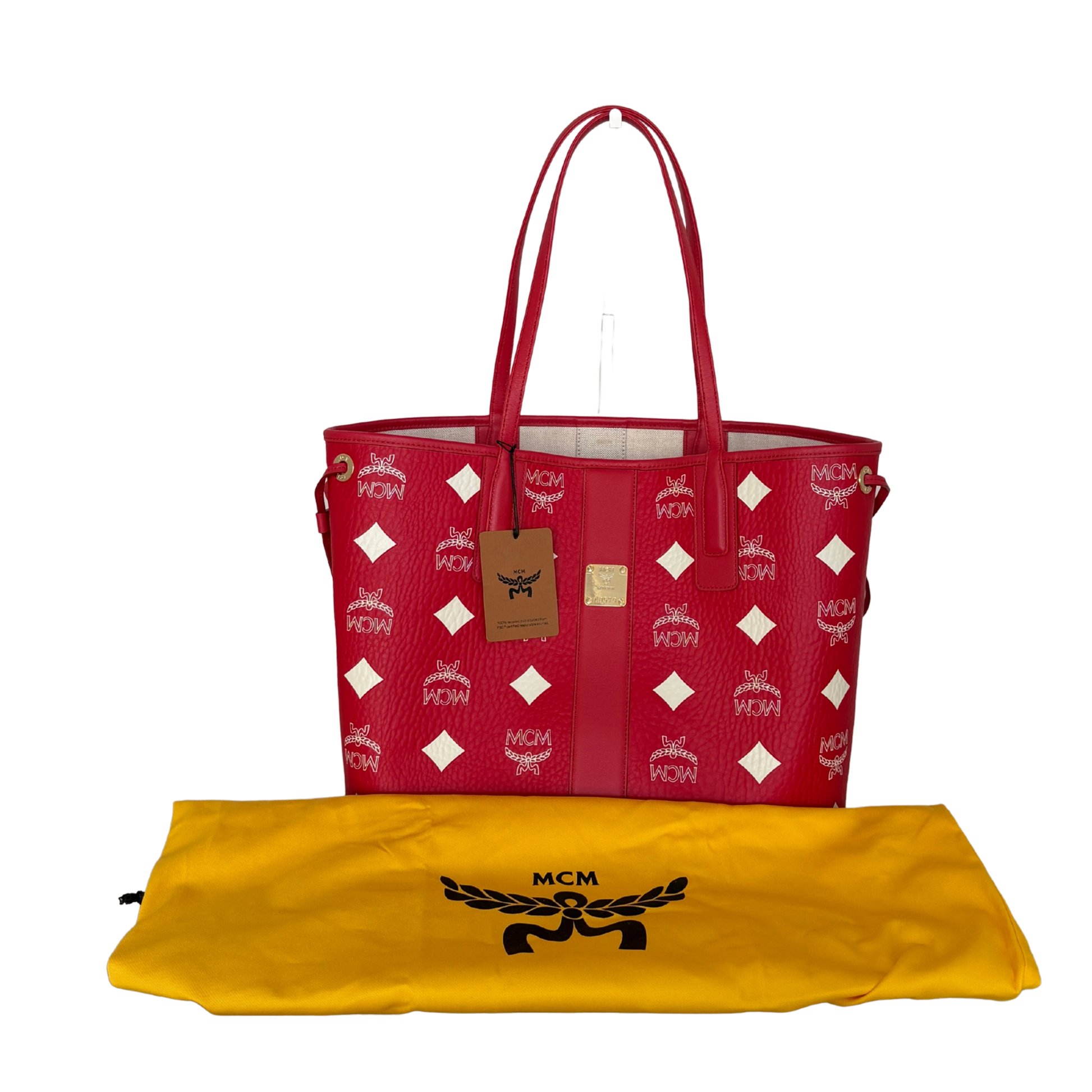MCM Liz Shopper Visetos Canvas  rot weiss / neuwertig MCM