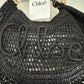 Chloé Summer Banana Hobo Bag aus geflocktenen Fasern schwarz / ungetragen Chloe