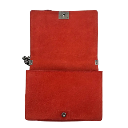 Chanel Boy Tasche Large Kaviar Wildleder rot / gut Chanel