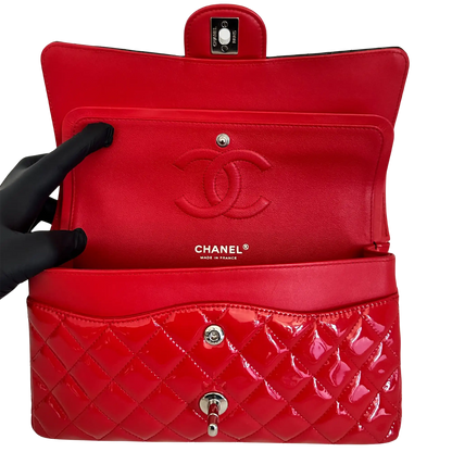 Chanel Medium Bicolor Quilted Patent Calfskin Double Flap Bag / neuwertig Chanel
