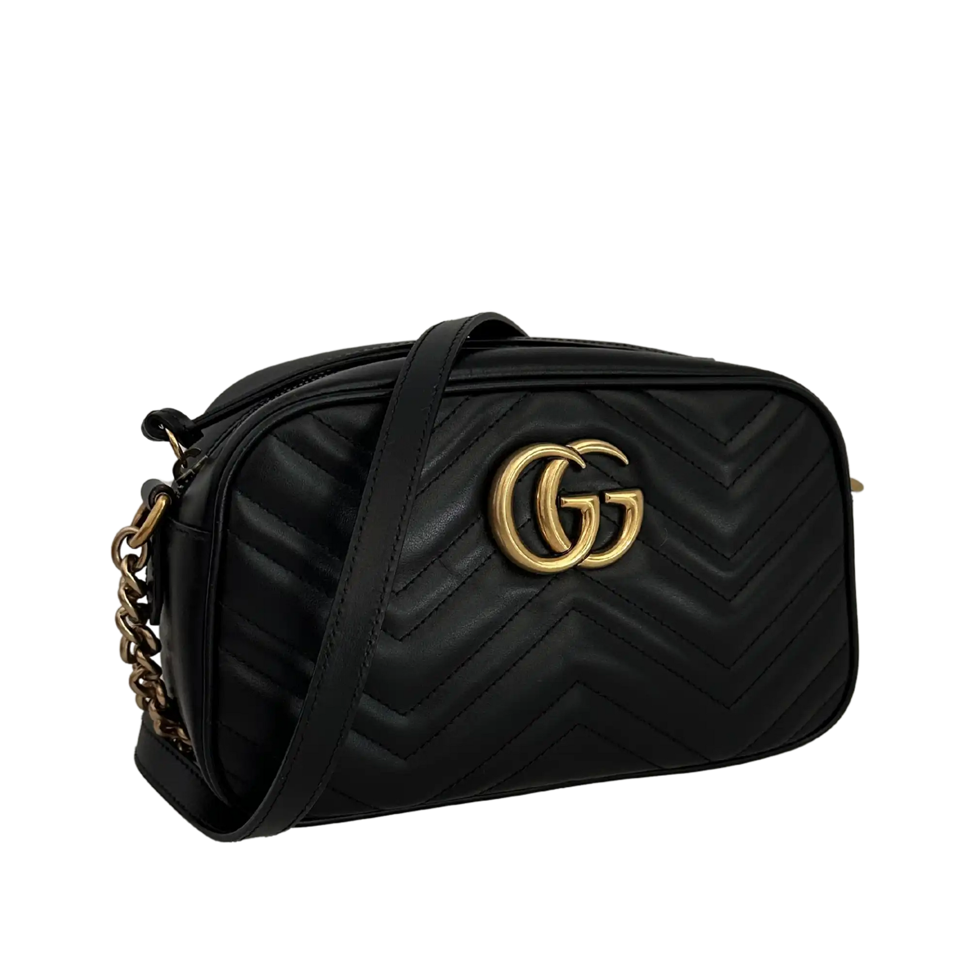 Gucci GG Marmont schwarz Leder Small / neuwertig Gucci