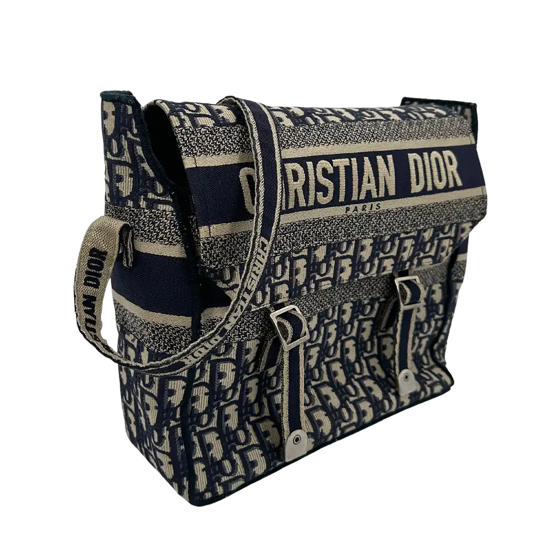 Dior Diorcamp Medium Oblique Jacquard Canvas Messenger Bag blau / sehr gut Dior