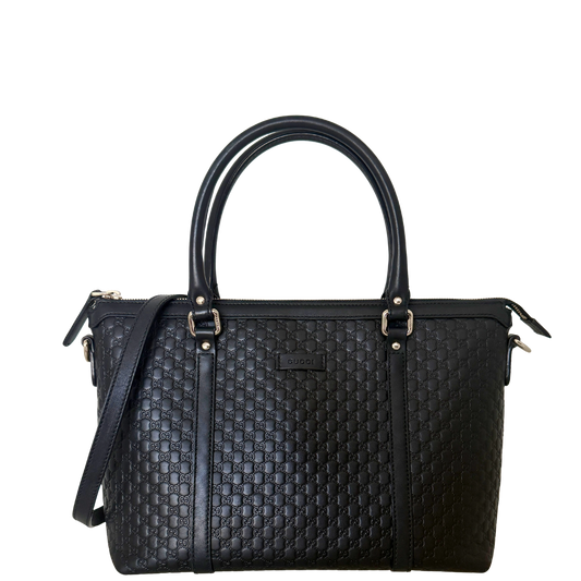 Gucci Guccissima Leder Shopper Bag schwarz / gut Gucci