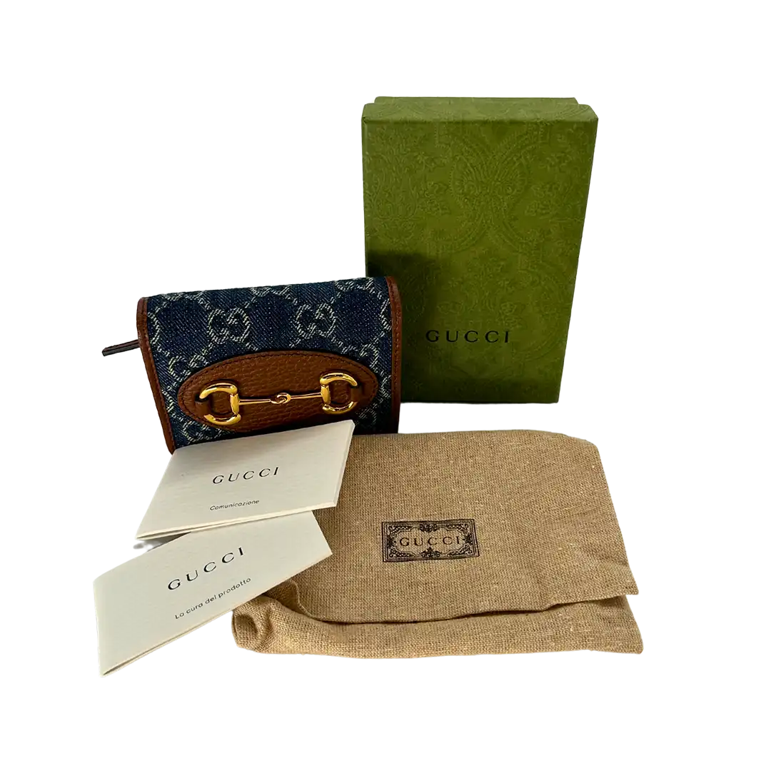 ucci GG Denim Horsebit 1955 Wallet Geldbörse / ungetragen Gucci