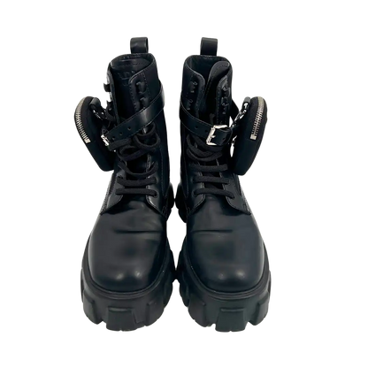 Prada Monolith Stiefel aus gebürstetem Leder und Re-Nylon EU 38,5 / sehr gut Prada