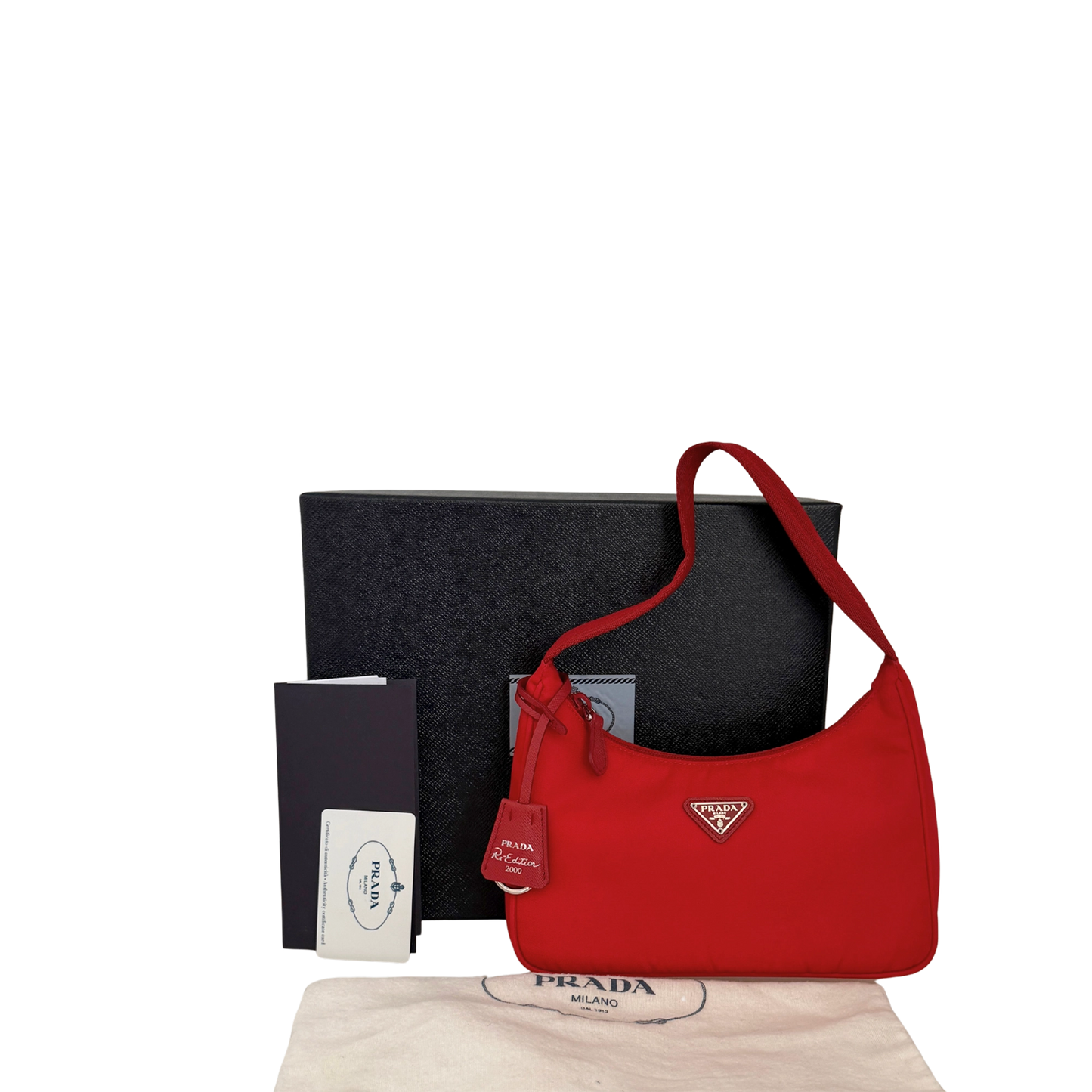 Prada Re-Edition 2000 Mini Bag rot Fullset / sehr gut Prada