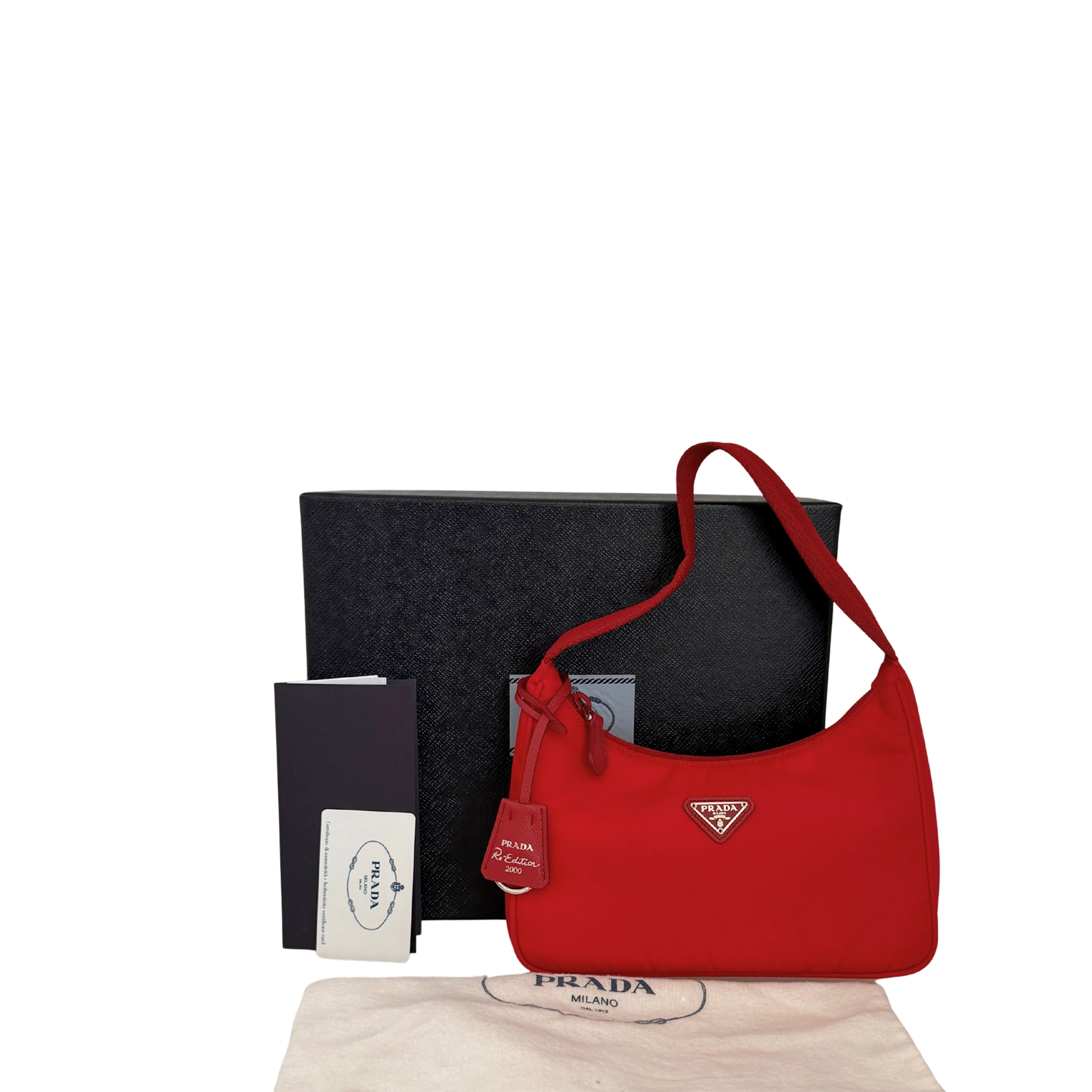 Prada Re-Edition 2000 Mini Bag rot Fullset / sehr gut Prada
