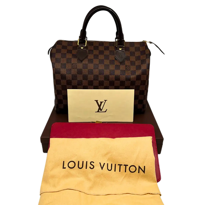 Louis Vuitton Speedy 30 Damier Ebene Hot Stamping J.S. Fullset / neuwertig Louis Vuitton