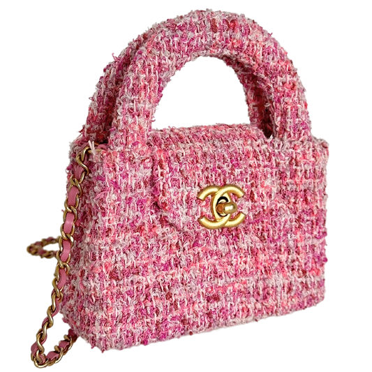 Chanel Tweed Nano Kelly Shopper Aged Hardware / sehr gut Echtheitscheck