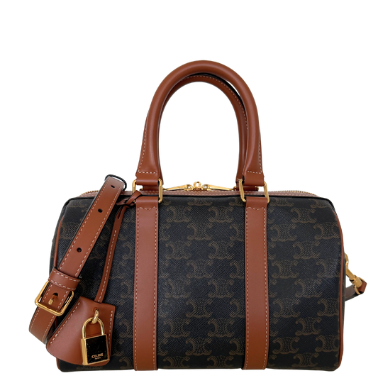 Celine mittelgroße Boston Bag aus Triomphe Canvas Fullset / neuwertig CELINE