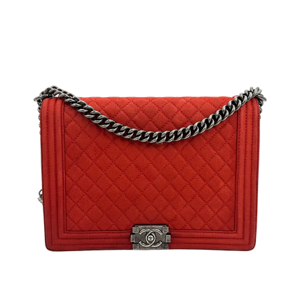 Chanel Boy Tasche Large Kaviar Wildleder rot / gut Chanel