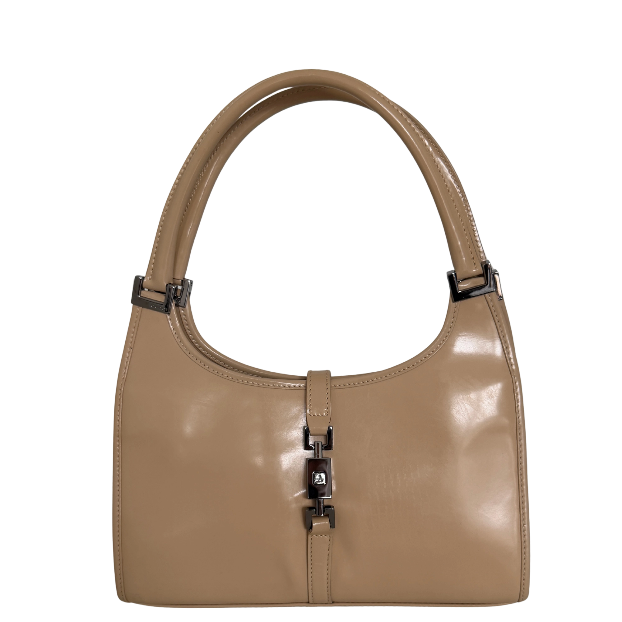 Gucci Jackie Schultertasche Lackleder beige / sehr gut Gucci