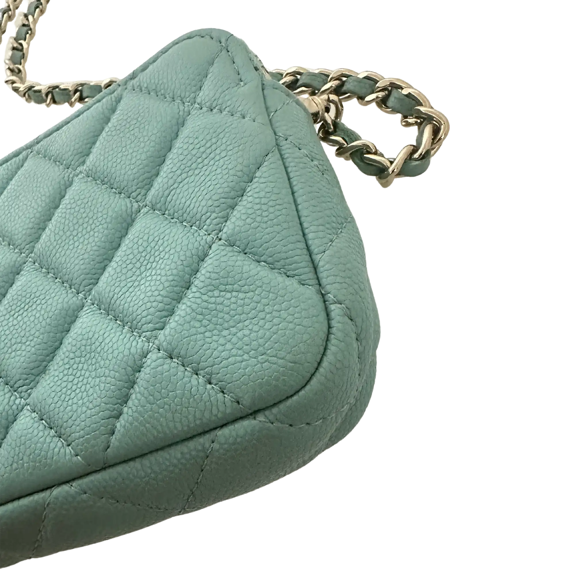 Chanel Double Zip Wallet on Chain light blue 2020 / sehr gut Echtheitscheck