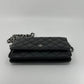Chanel Wallet on Chain Bag Lammleder Leder schwarz silberne Hardware / gut Chanel
