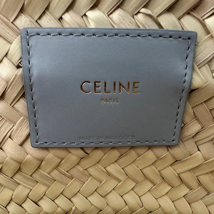 Celine Triomphe Korbtasche Medium blau aus Palmblättern und Kalbsleder / ungetragen CELINE